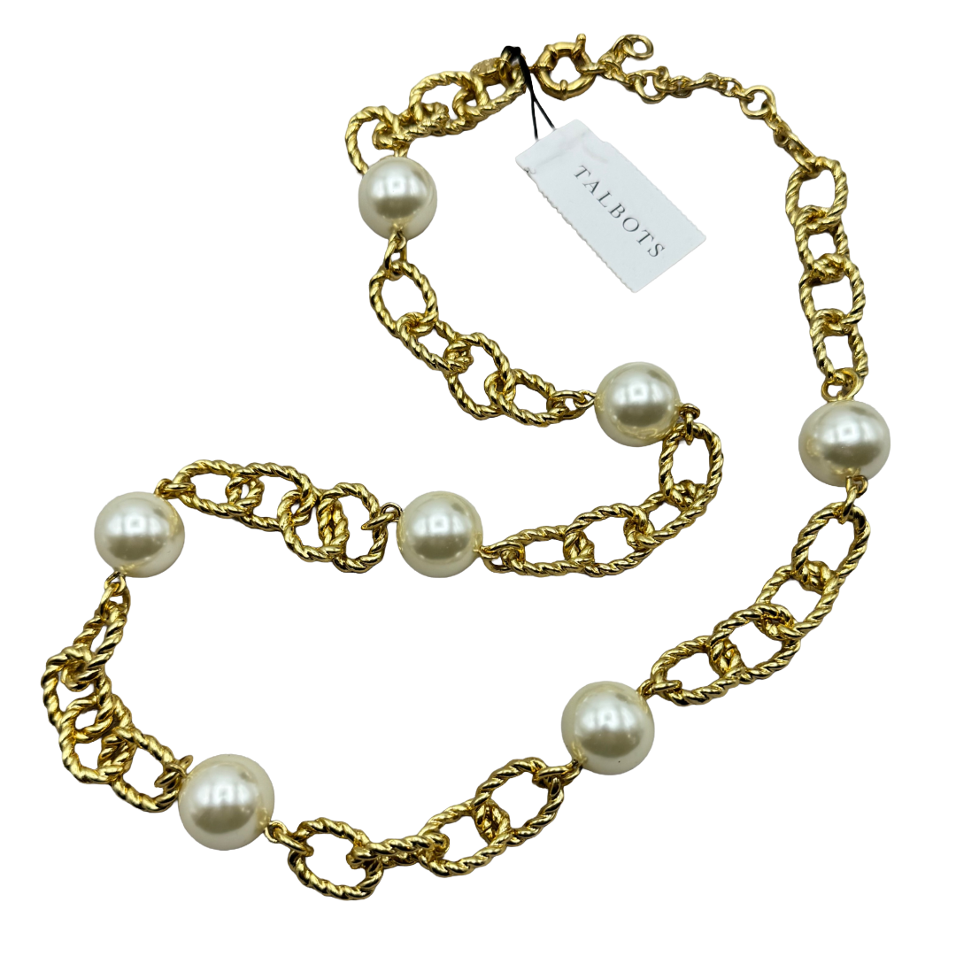 TALBOTS GOLD TONE FAUX PEARL NECKLACE