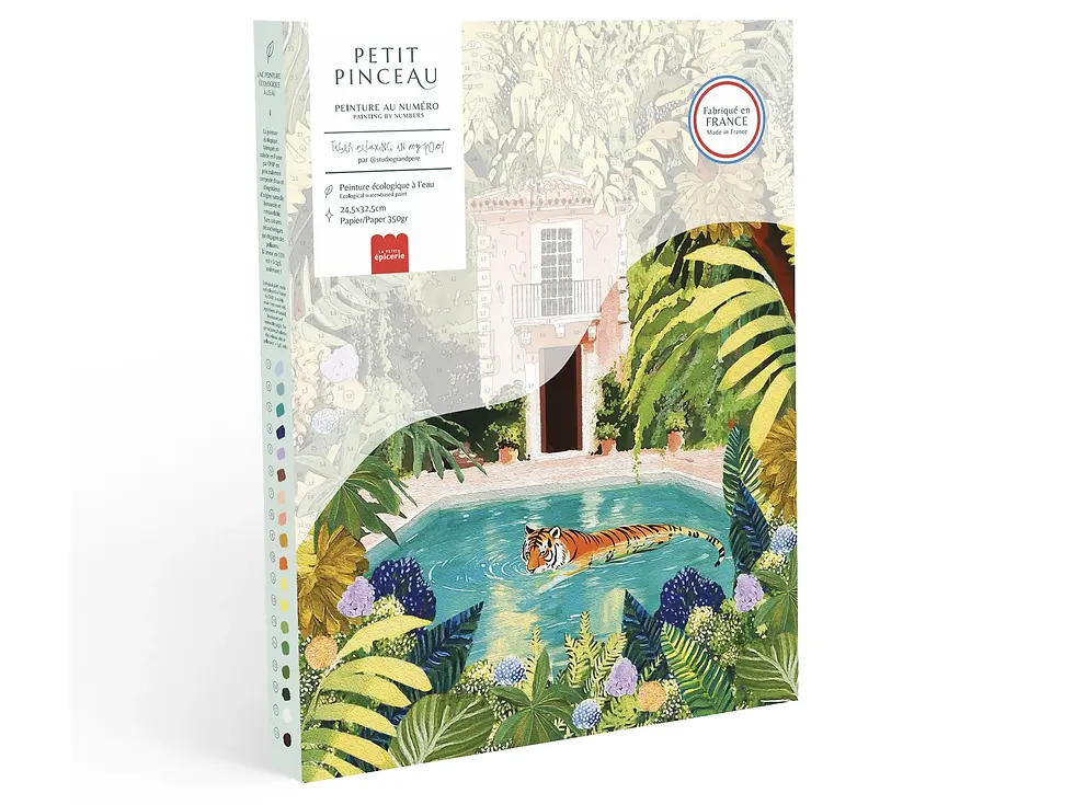 Peinture au numéro - Tiger relaxing in my pool