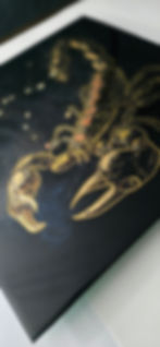Thumbnail: Scorpio Zodiac Mixed Media Original Art 13 x 13 Color Changing Inks Resin Metal