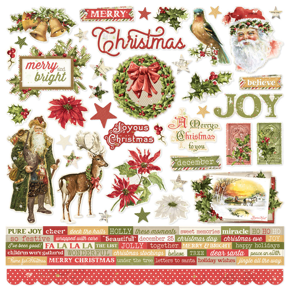 Simple Stories - Vintage Yuletide - 12x12" sticker sheet