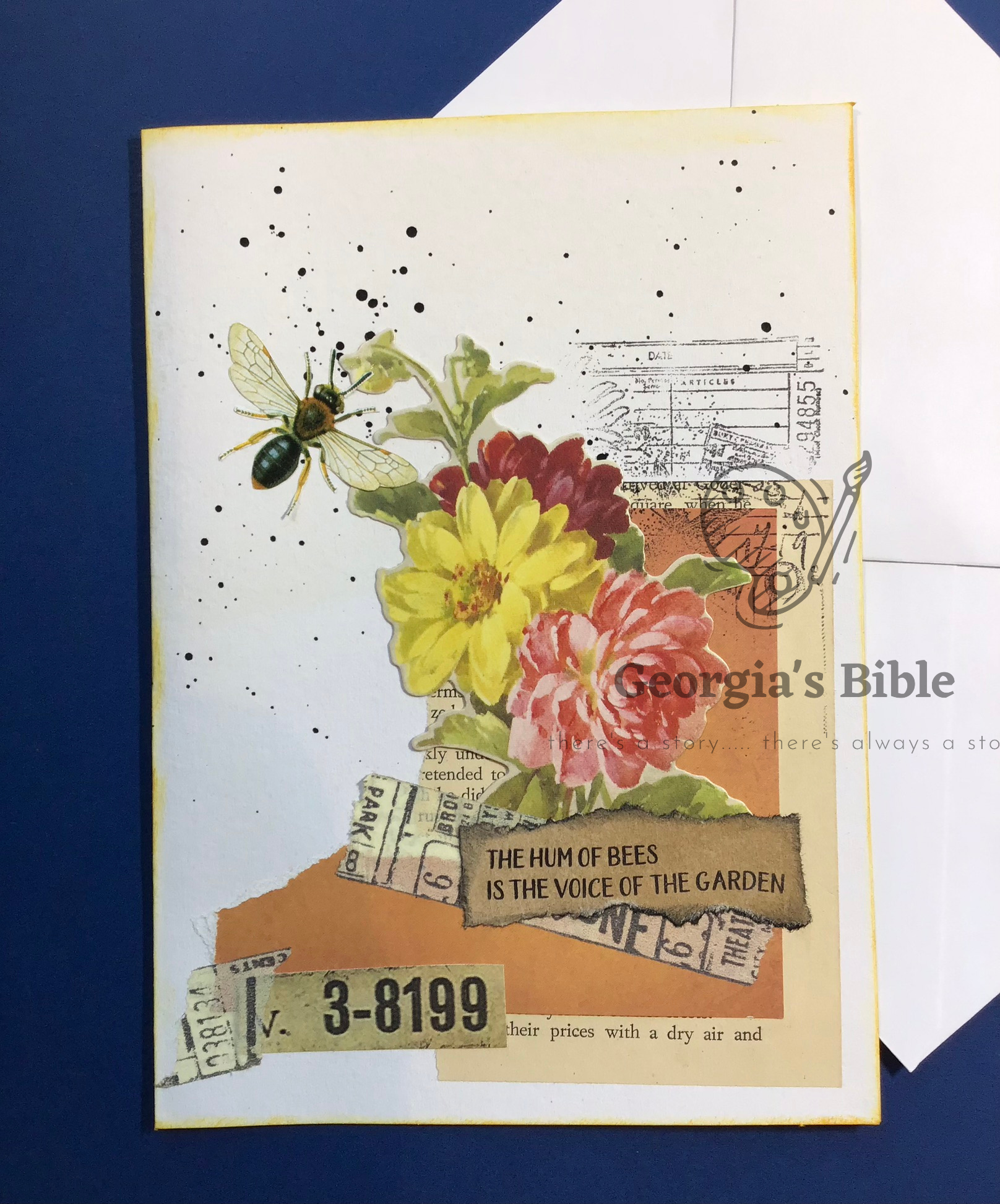 Georgia's Bible Handmade Card - Garden Collage - blank