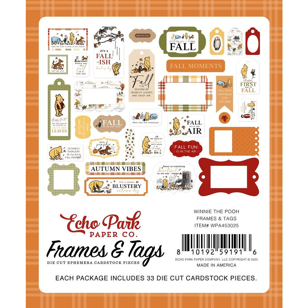 Thumbnail: Echo Park - Winnie the Pooh Autumn - Die-cuts - Frames & Tags - 33 pieces