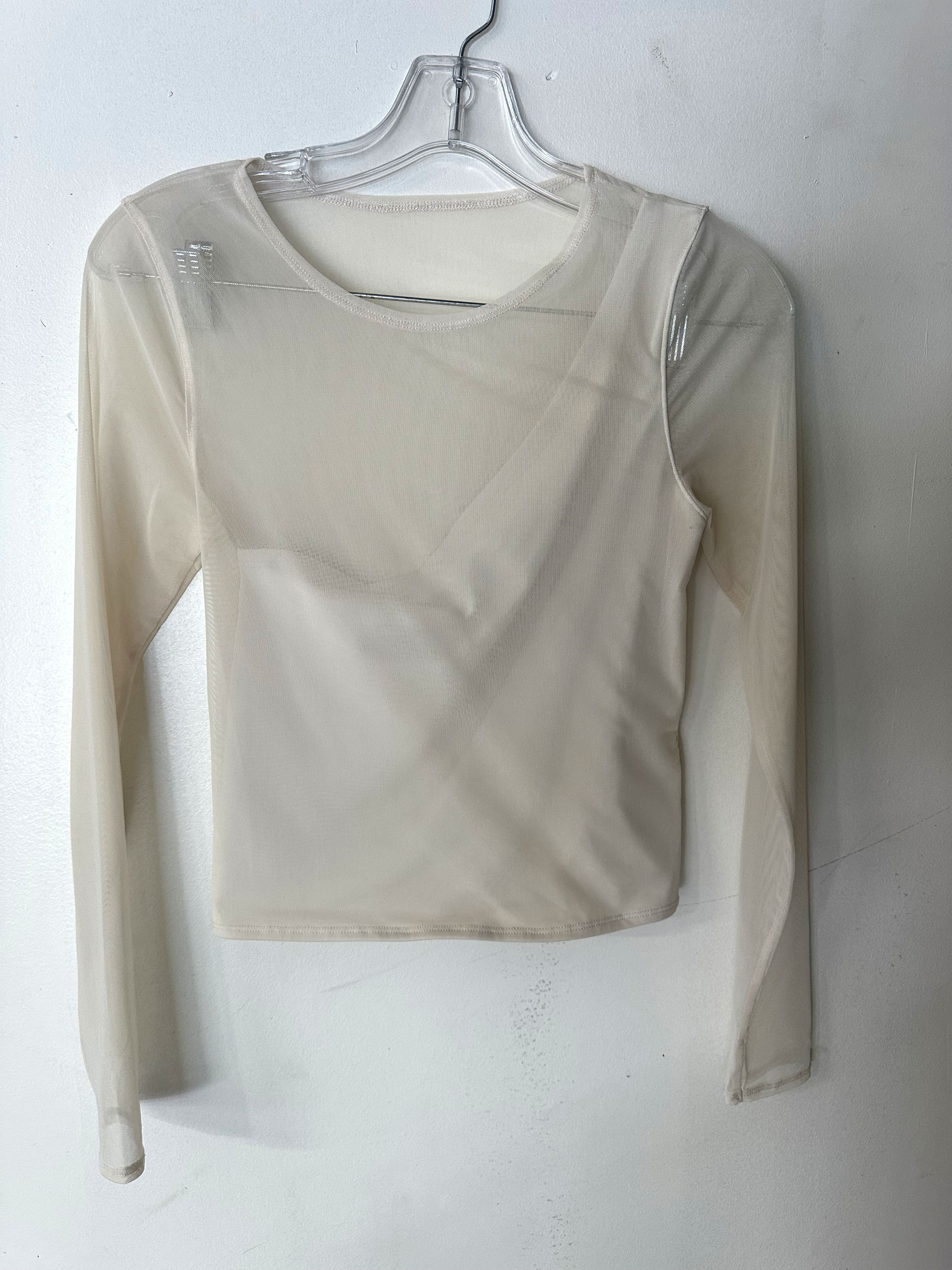 Abercrombie & Fitch One Shoulder Sheer Top Cream