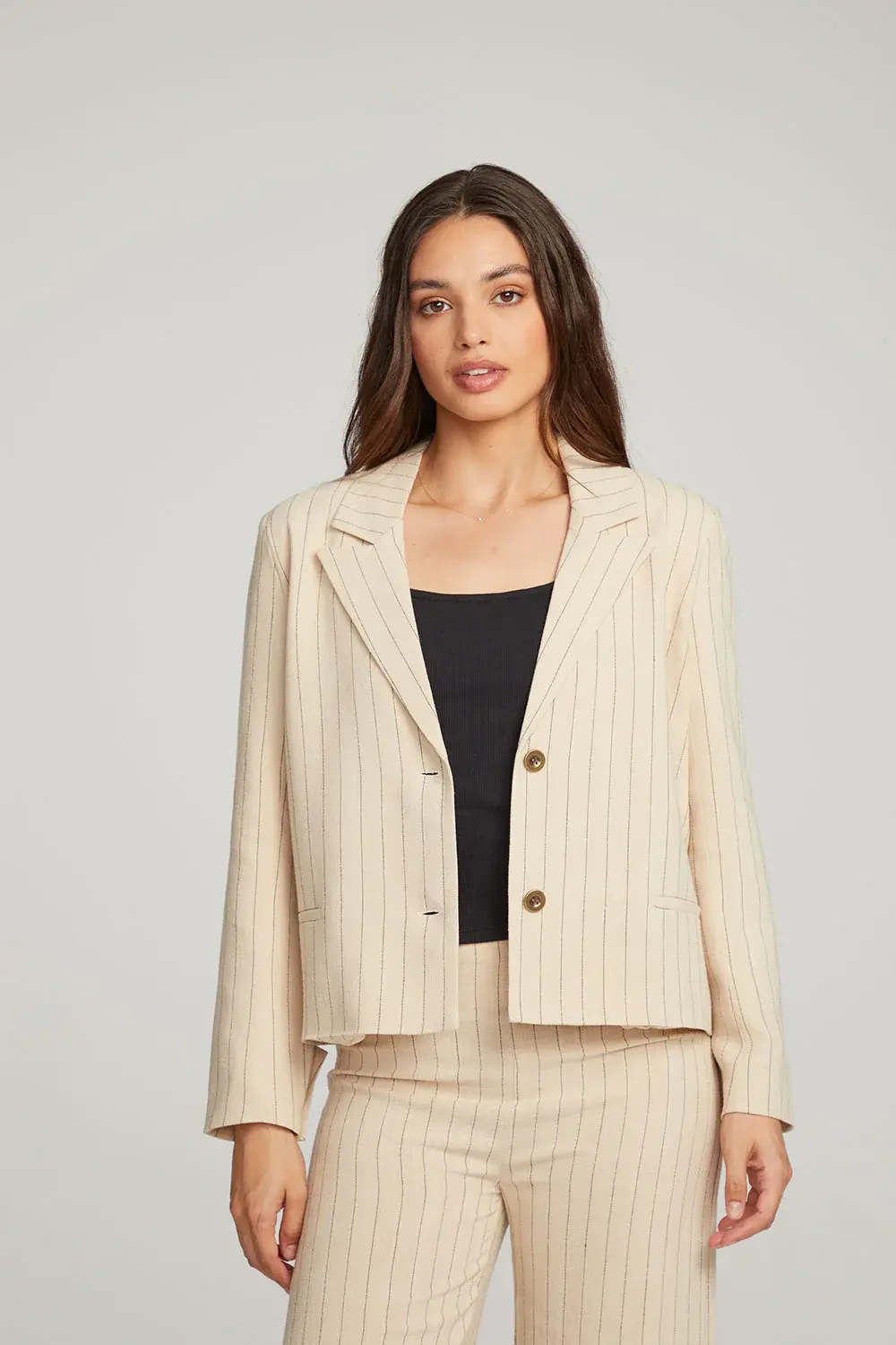 Chaser Santanaa Pinstripe Blazer Cream