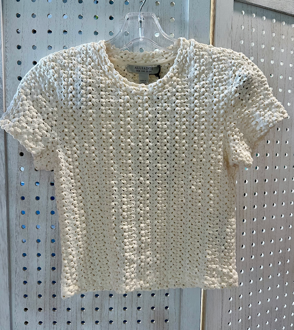 Thumbnail: All Saints Karma Crochet Stevie Slim Fit Tee Ivory