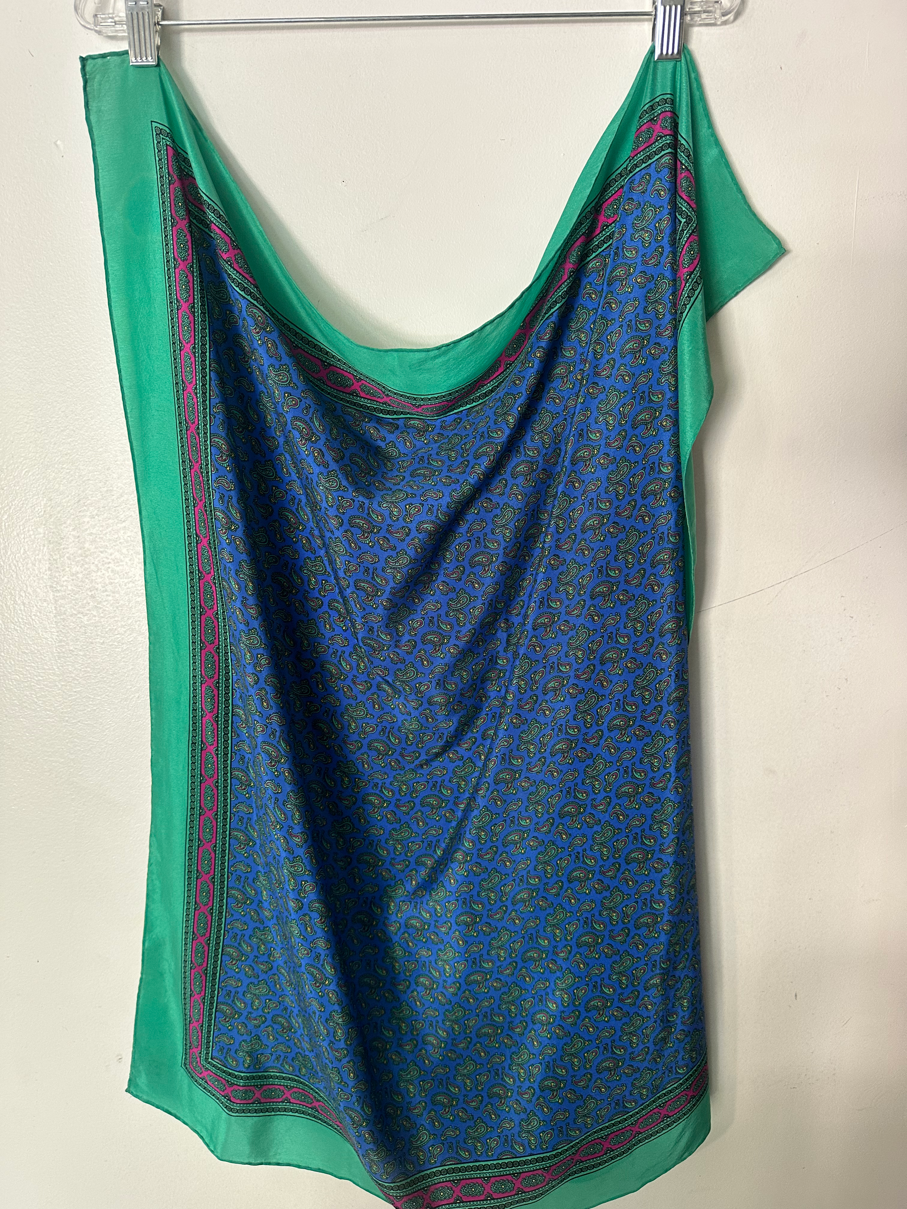 Large Printed Scarf Blue/Green