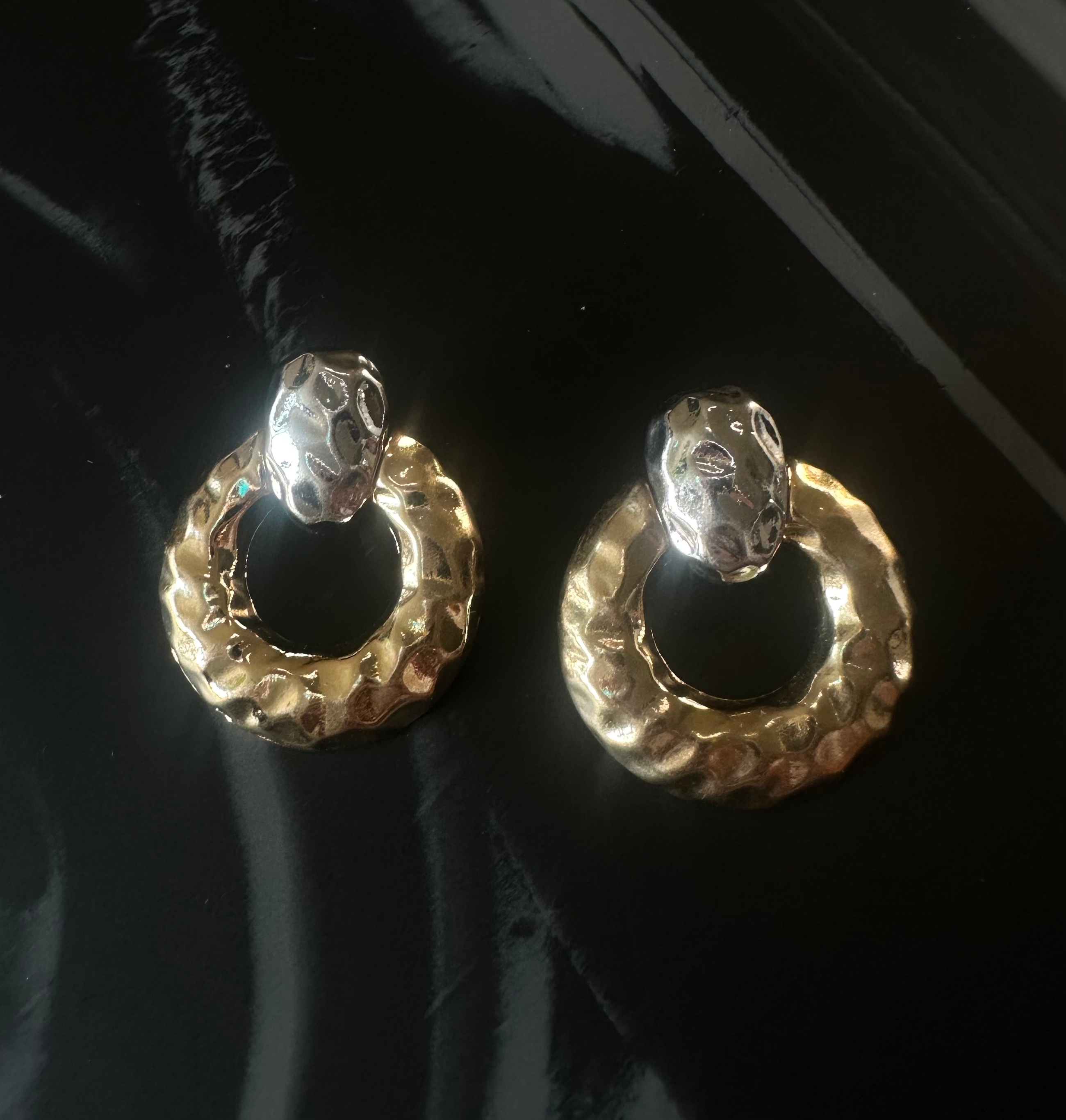 Hammered Metal Earrings Gold/Silver