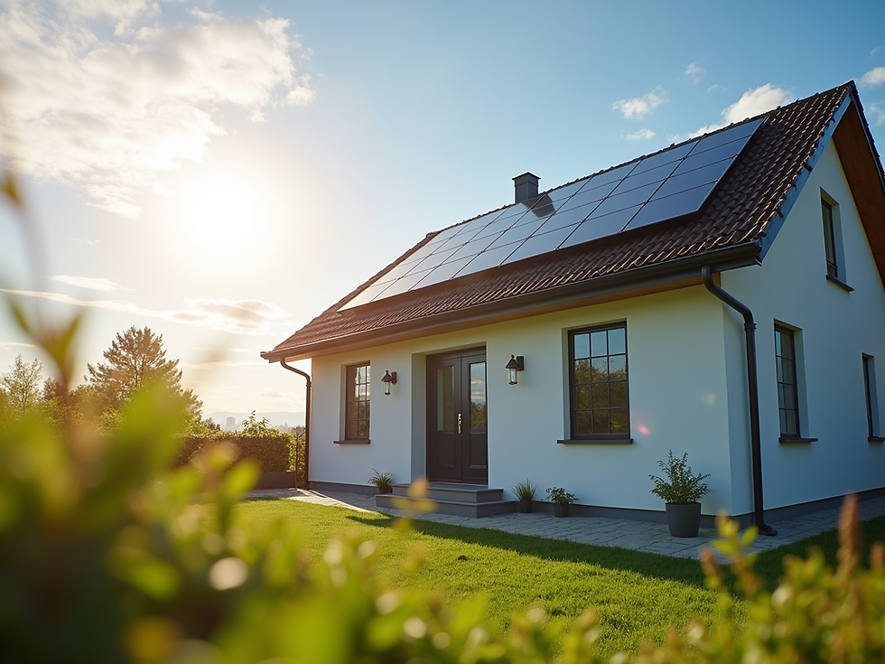 Eye-level view of solar panels installed on a South African home roof