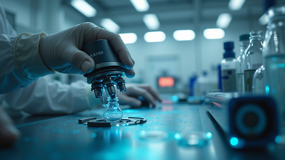 Eye-level view of a laboratory setting with advanced AI equipment
