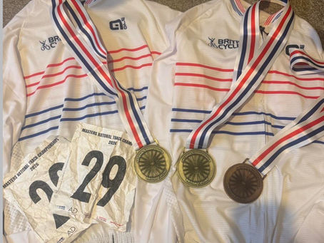 Adam and Paul medal in British Masters National Track Championships