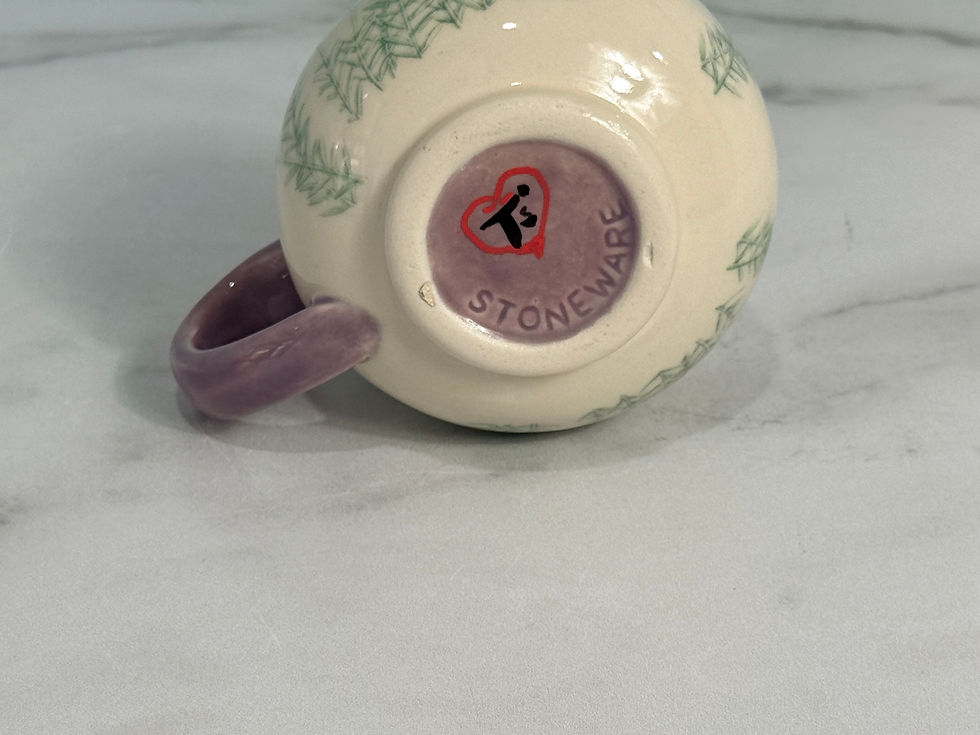 Thumbnail: Petite flower mug with Lavender interior and handle - Pottery Collection