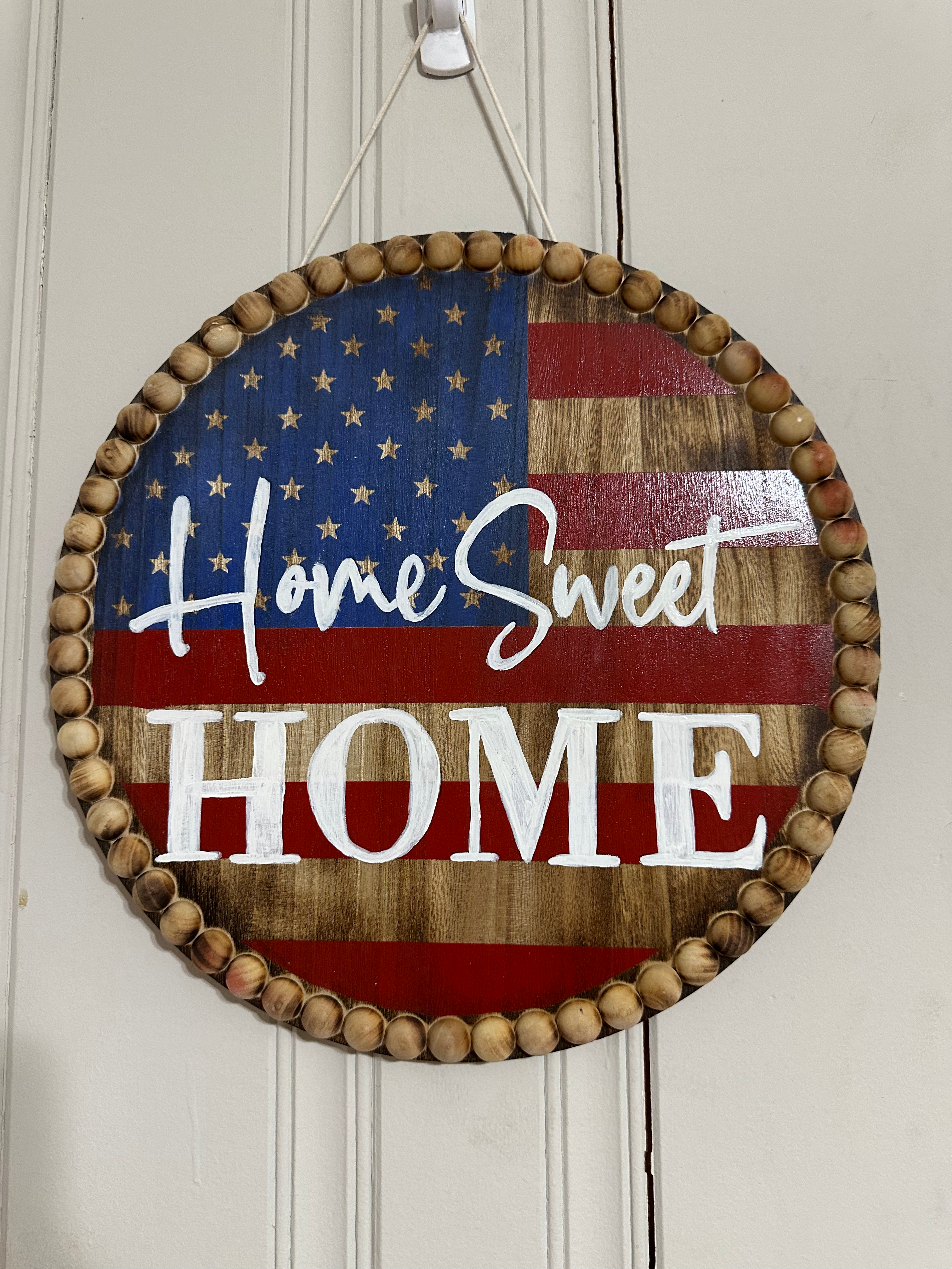 Home sweet home American flag door hang
