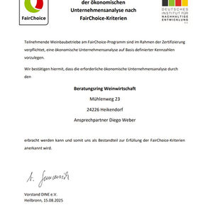 FairChoice erkennt Beratungsring Weinwirtschaft an