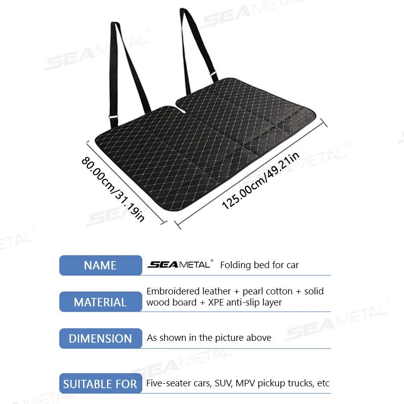 Thumbnail: SEAMETAL Car Travel Bed for Rear Seat Foldable Sleeping Pad for Car Traveling We