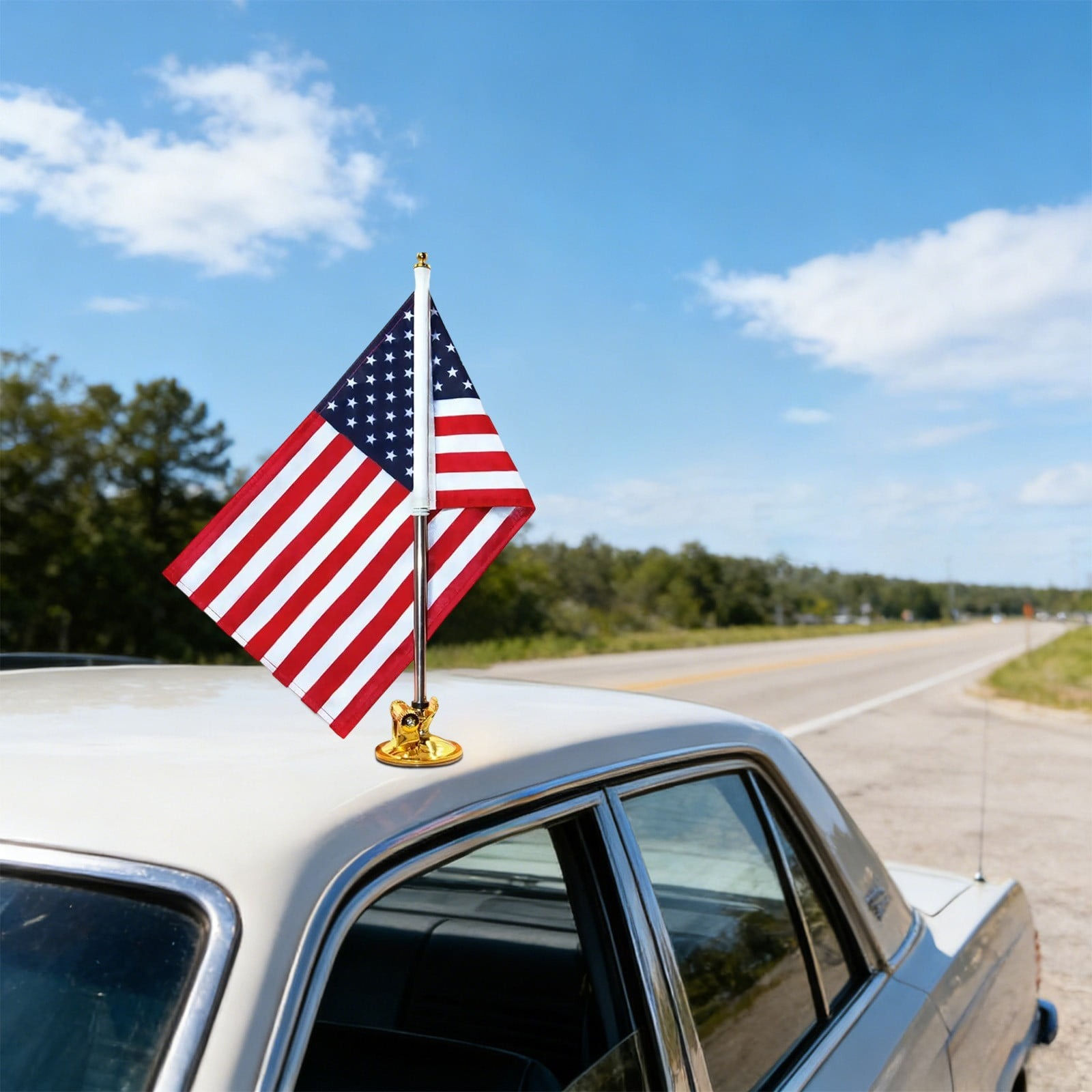 Zjdatm USA Car Flag & Flagpole, American Cars Flags with Suction Cup Base, 4th o