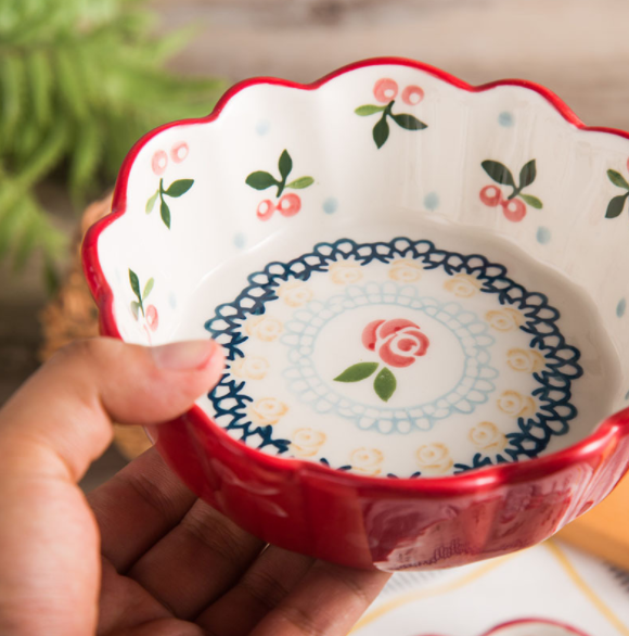 Ceramic Cherry Small Bowl, Salad Bowl, Fruit Bowl