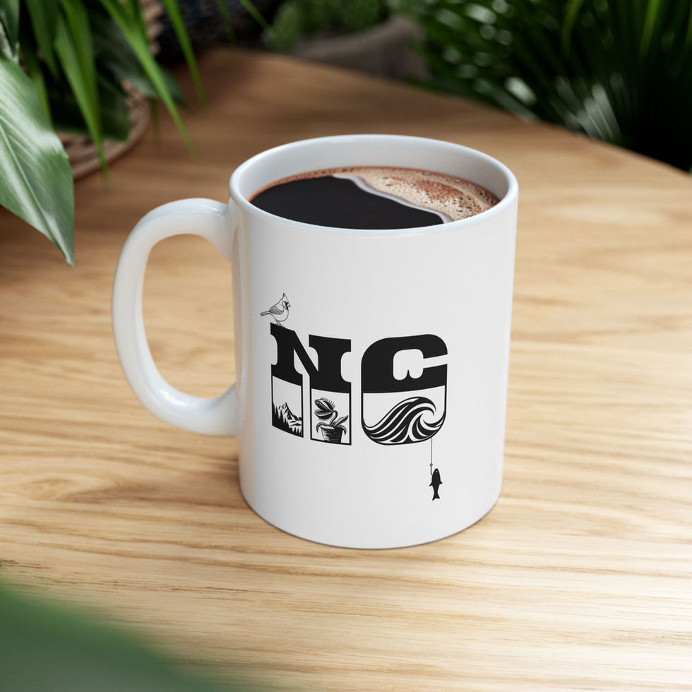 NC ceramic mug with nature scenes