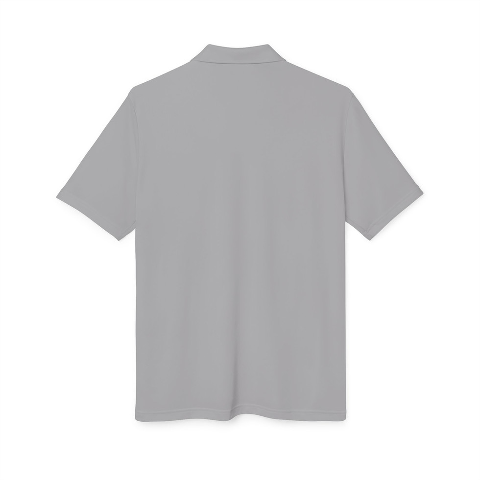 Grey Adidas Unisex Performance Polo - Embroidered Hiking Shirt back view.