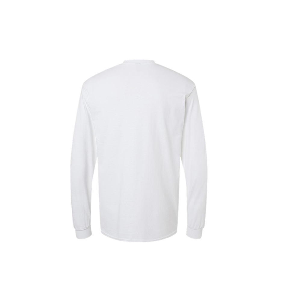 White long-sleeve shirt, rear view