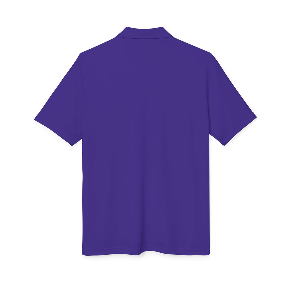 Purple Adidas Unisex Performance Polo - Embroidered Hiking Shirt back view.