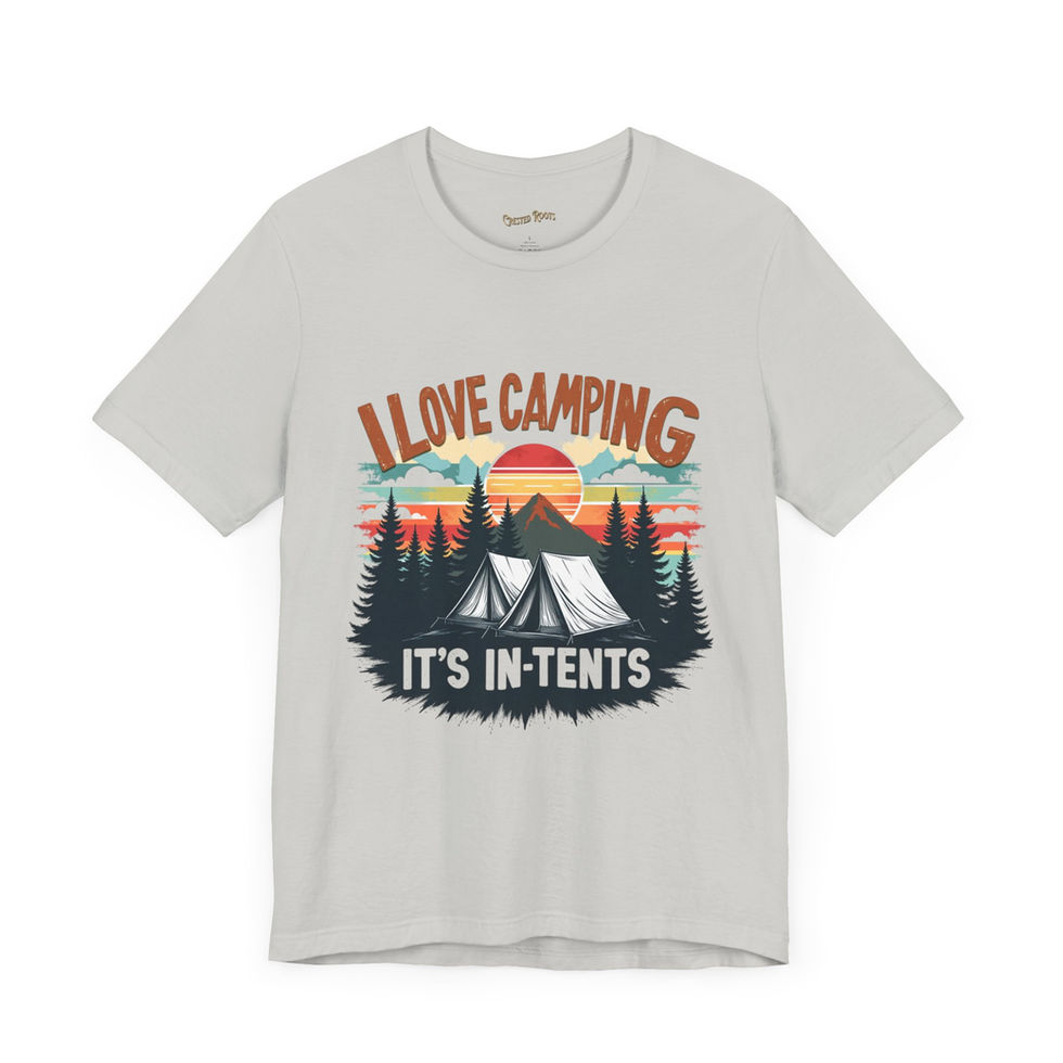 Front View of silver camping nature tee