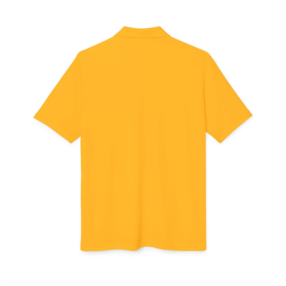 Gold Adidas Unisex Performance Polo - Embroidered Hiking Shirt back view.