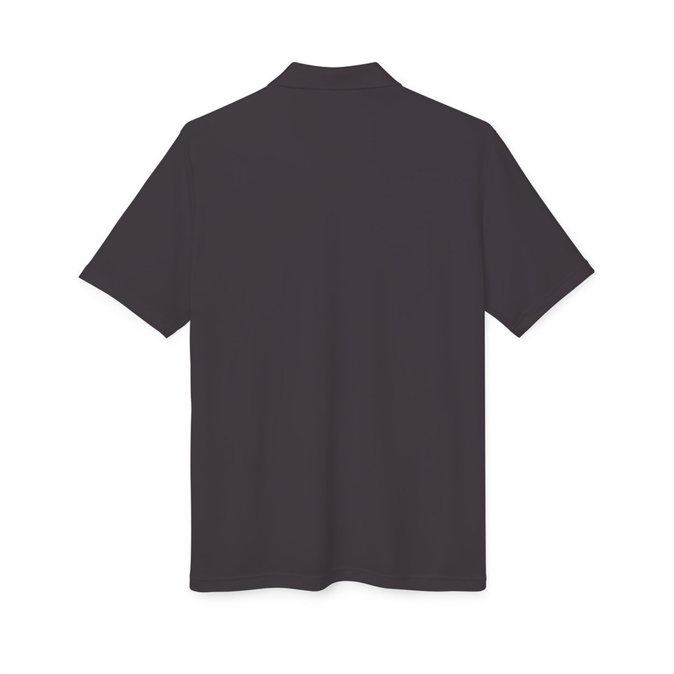 Black Adidas Unisex Performance Polo - Embroidered Hiking Shirt back view.