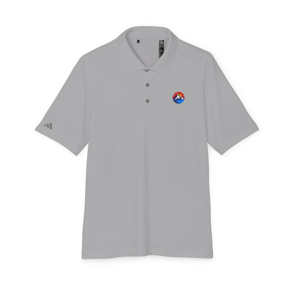 Grey Adidas Unisex Performance Polo - Embroidered Hiking Shirt front view.