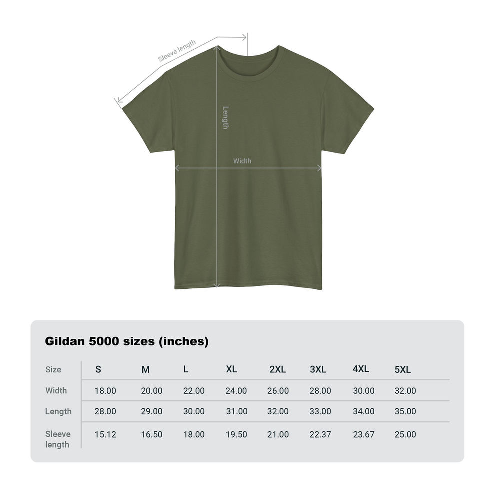 Adventure is my Guide Tee size chart