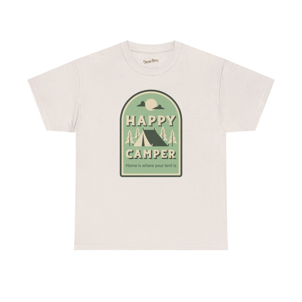 Ice Grey Happy Camper tee front view