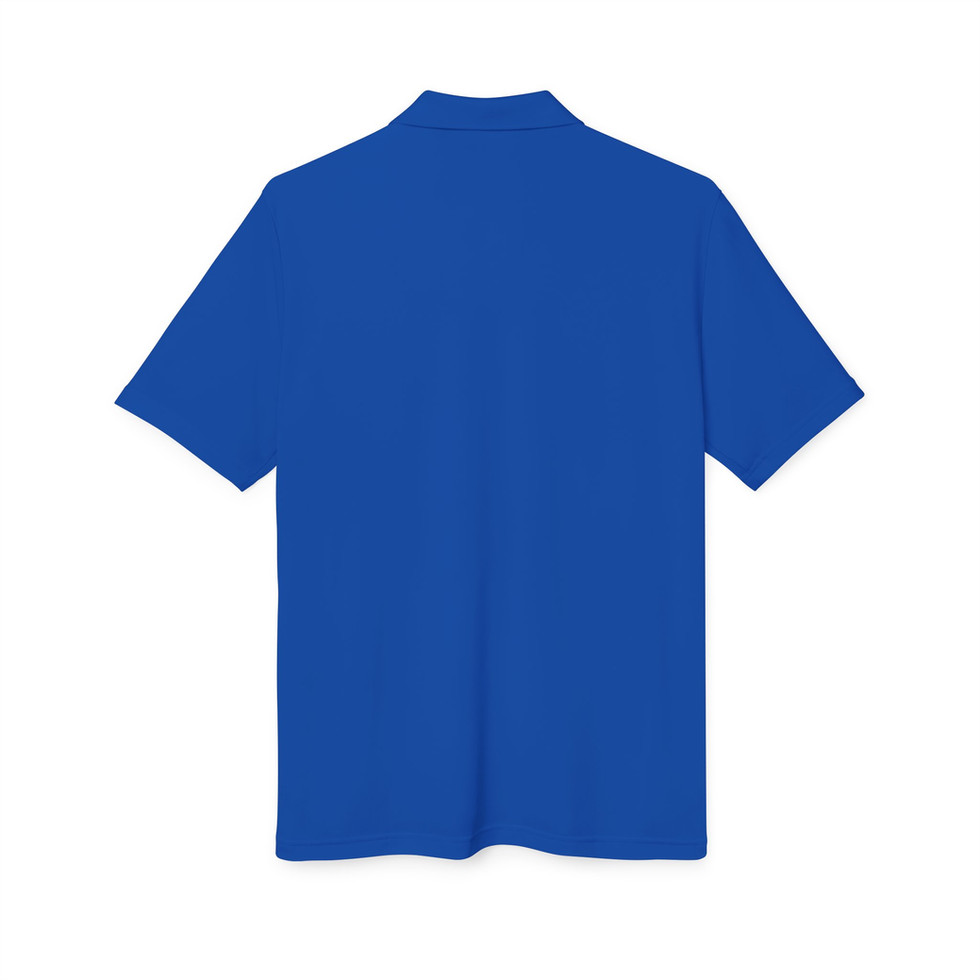 Royal Blue Adidas Unisex Performance Polo - Embroidered Hiking Shirt back view.