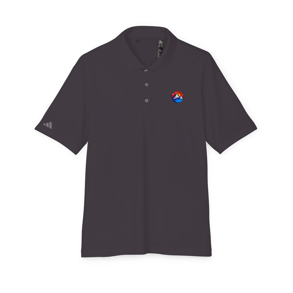Black Adidas Unisex Performance Polo - Embroidered Hiking Shirt front view.
