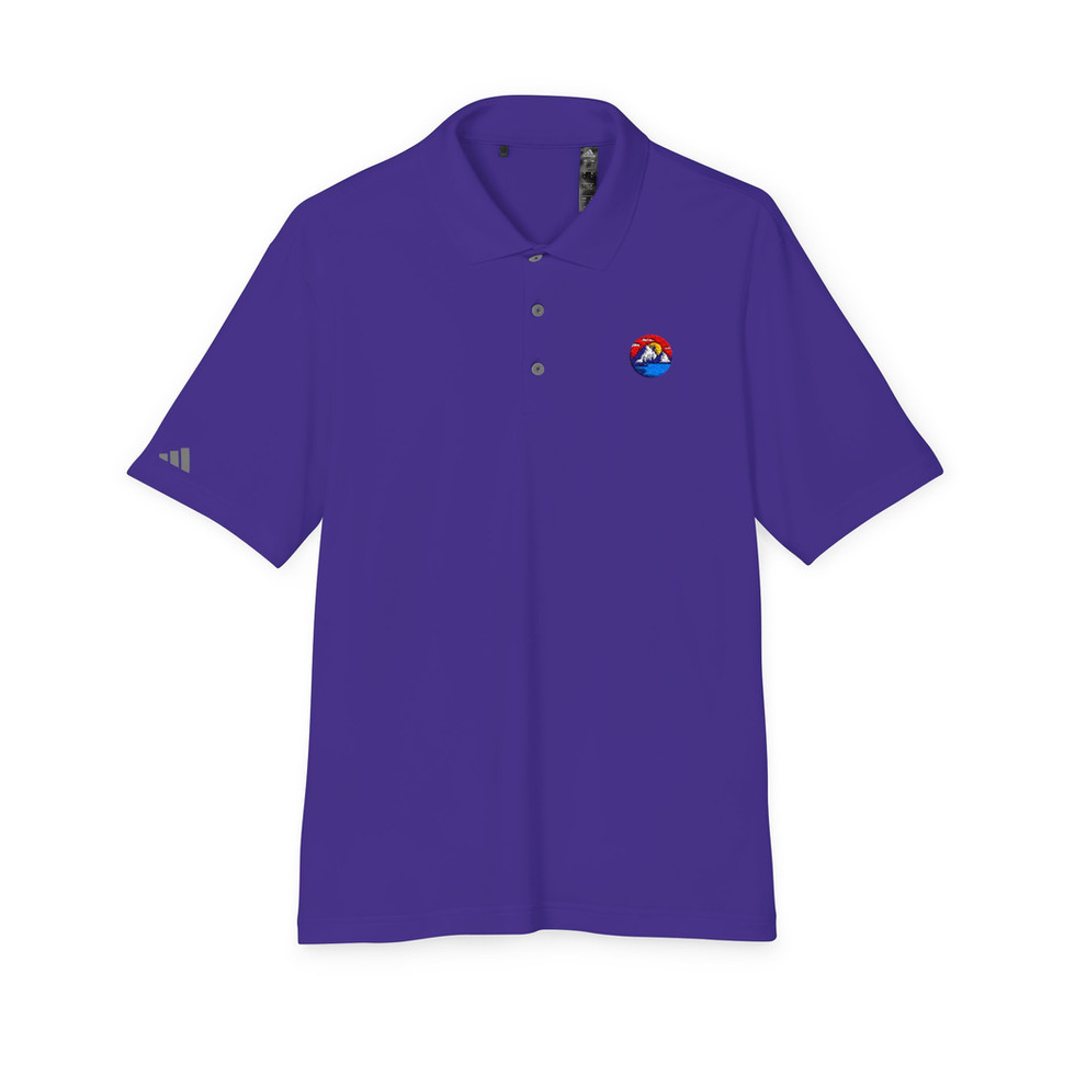 Purple Adidas Unisex Performance Polo - Embroidered Hiking Shirt front view.