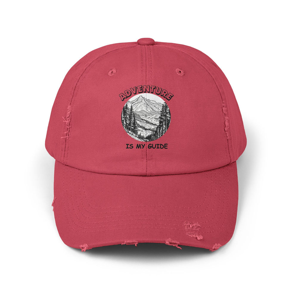 Front View of Dashing Red Distressed Cap