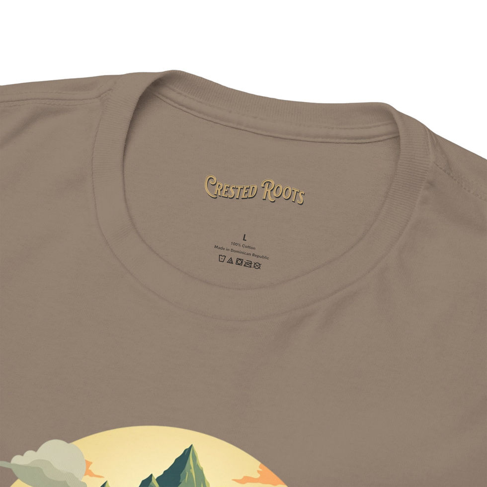 Brown Sienna Adventure Awaits tee collar view