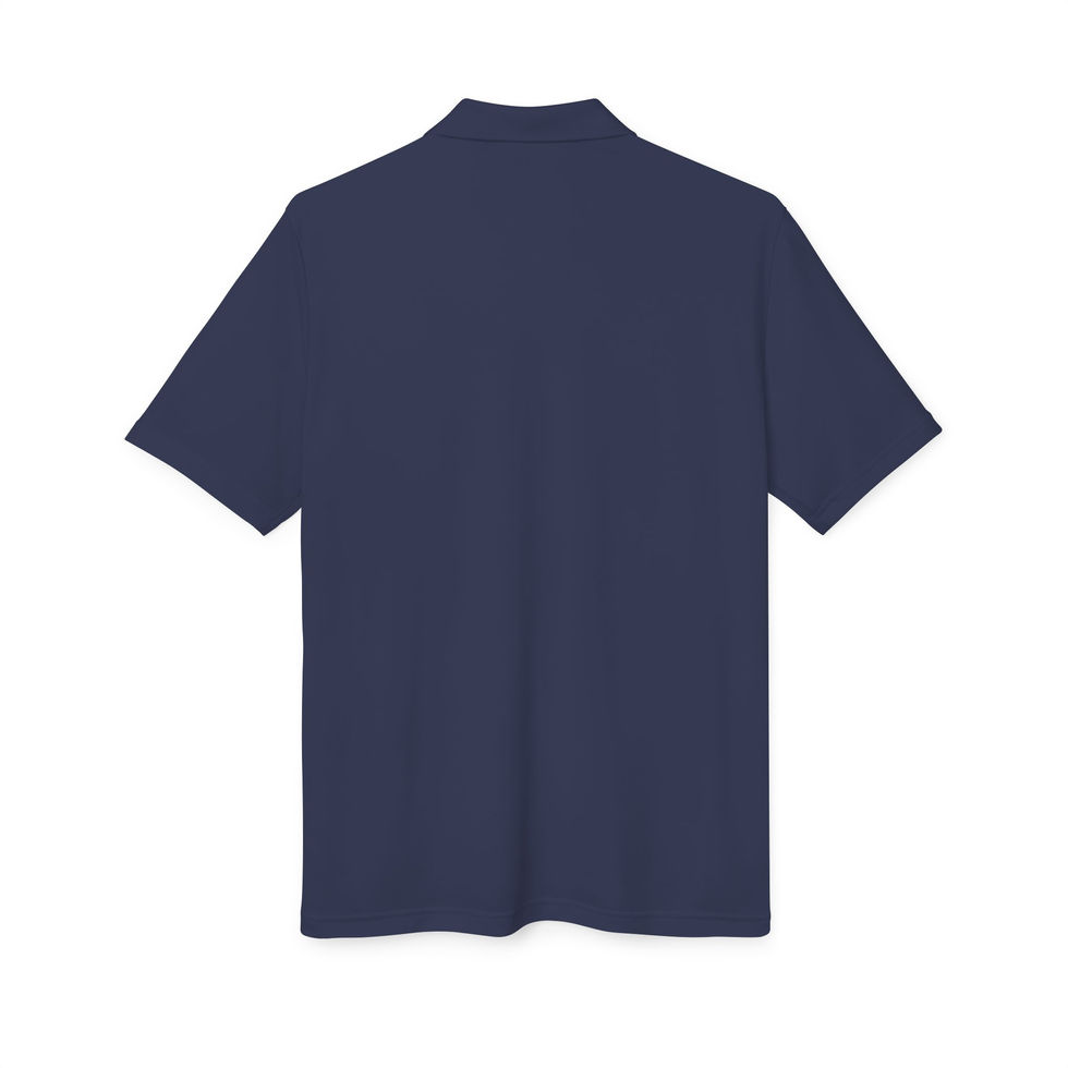 Navy blue short-sleeved polo shirt