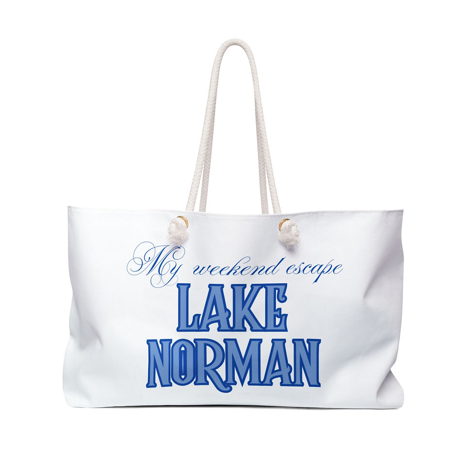White tote bag, "My weekend escape LAKE NORMAN".
