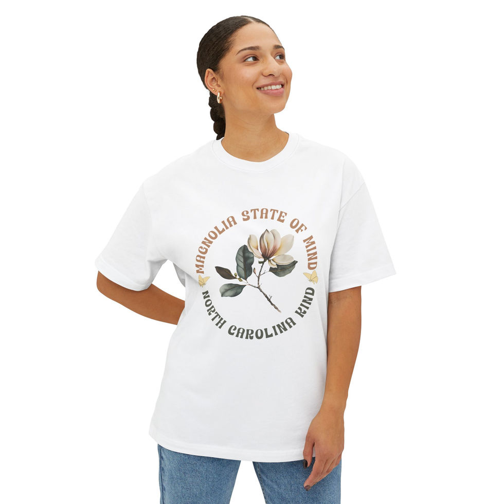 Woman wearing a White Magnolia State of Mind Nature Tee Front View