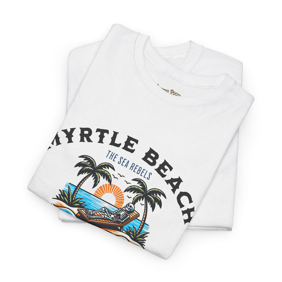 White Myrtle Beach No Worries Tee folded view
