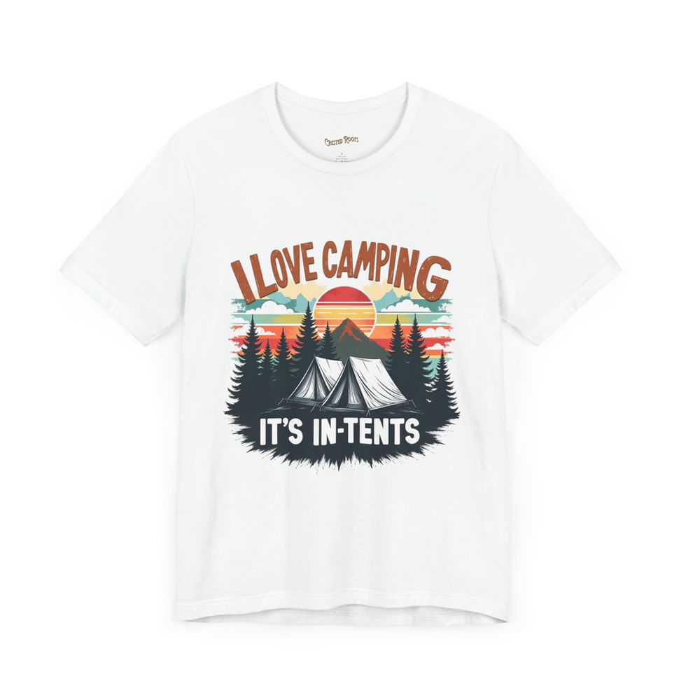 Front View of white camping nature tee