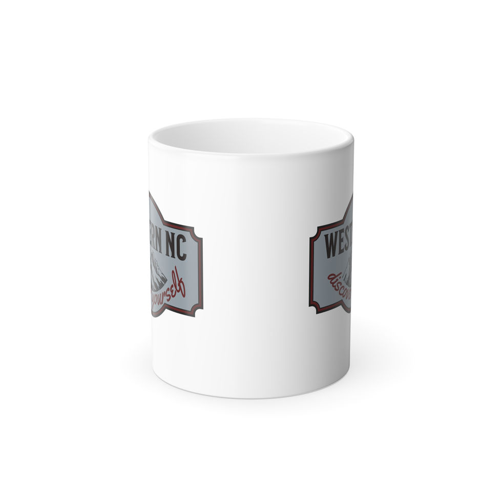 Heat Sensitive Color Changing Coffee Mug - Unique Western NC side view