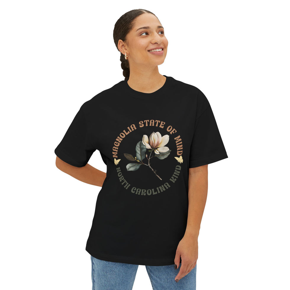 Woman wearing a black Magnolia State of Mind Nature Tee Front View