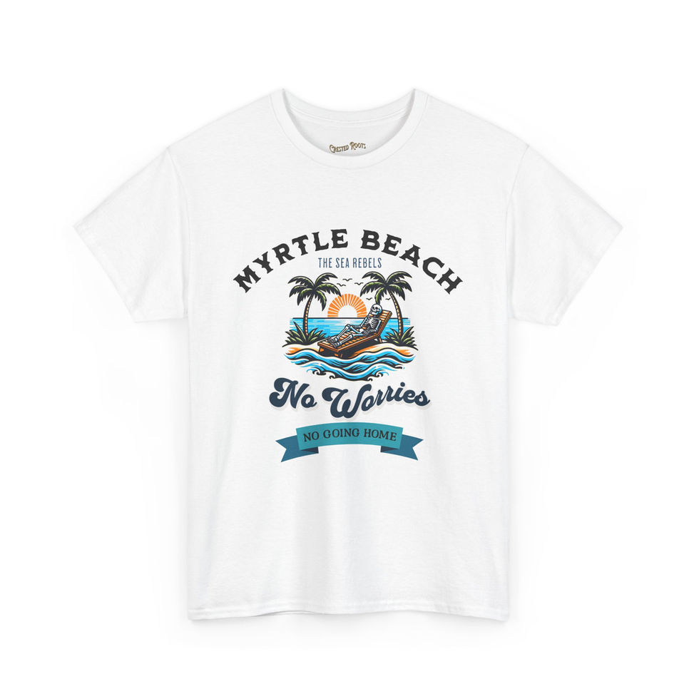 White Myrtle Beach No Worries Tee front view