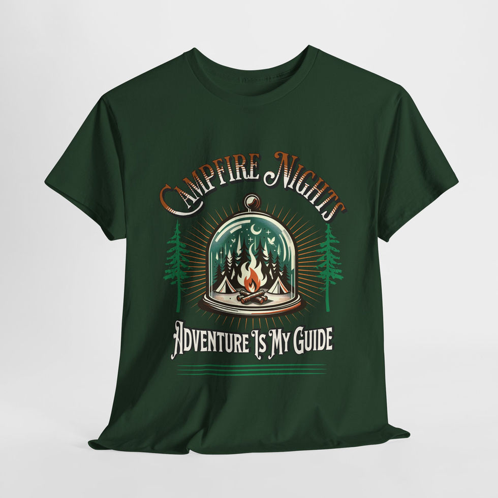 Forest Green Campfire Nights tee front view