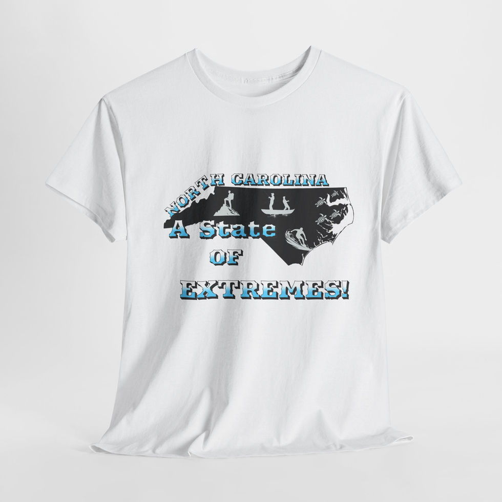 White North Carolina A State of Extremes t-shirt front view
