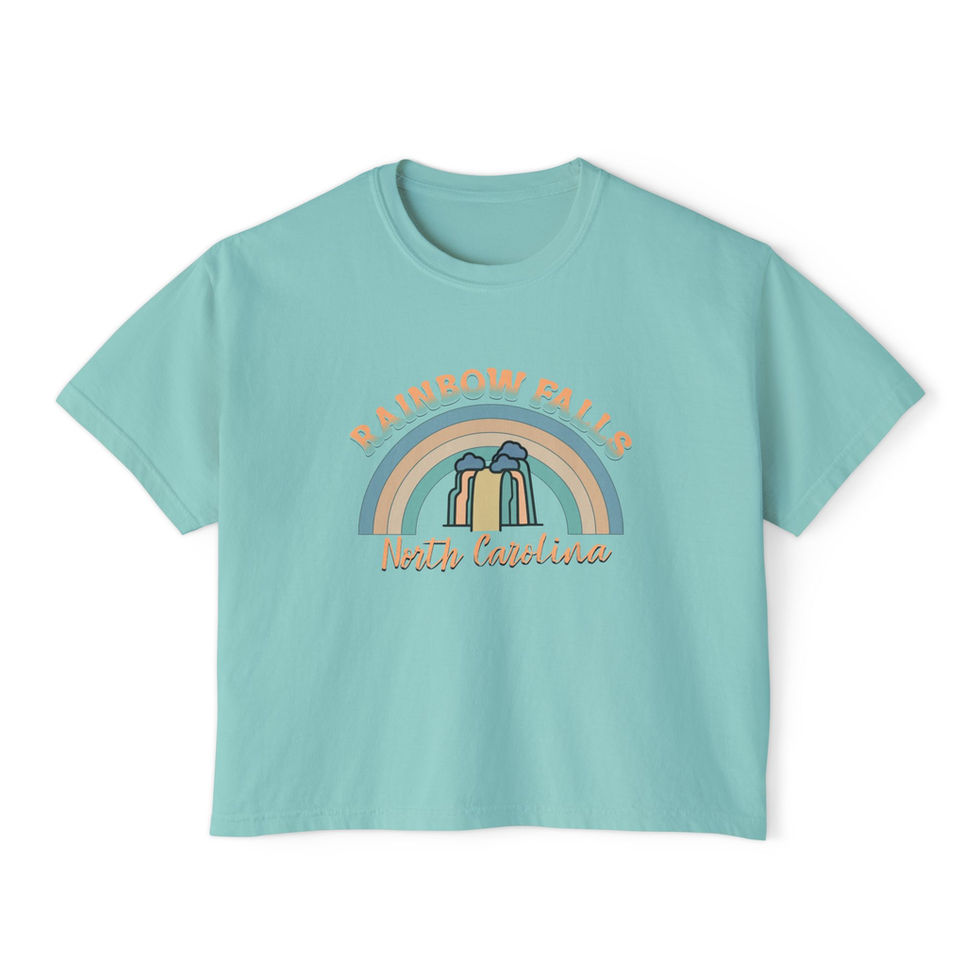 Rainbow Falls mint boxy tee front view