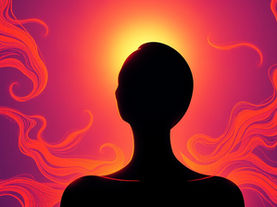 Silhouette of a woman with energy flowing all around her.