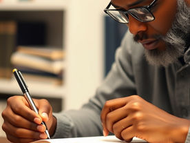 Man writing in a journal