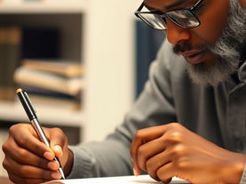 Man writing in a journal