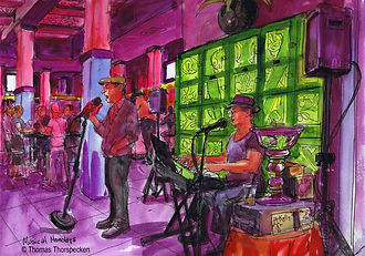 Artist painting of Kelly DeWayne Richards at Musical Mondays